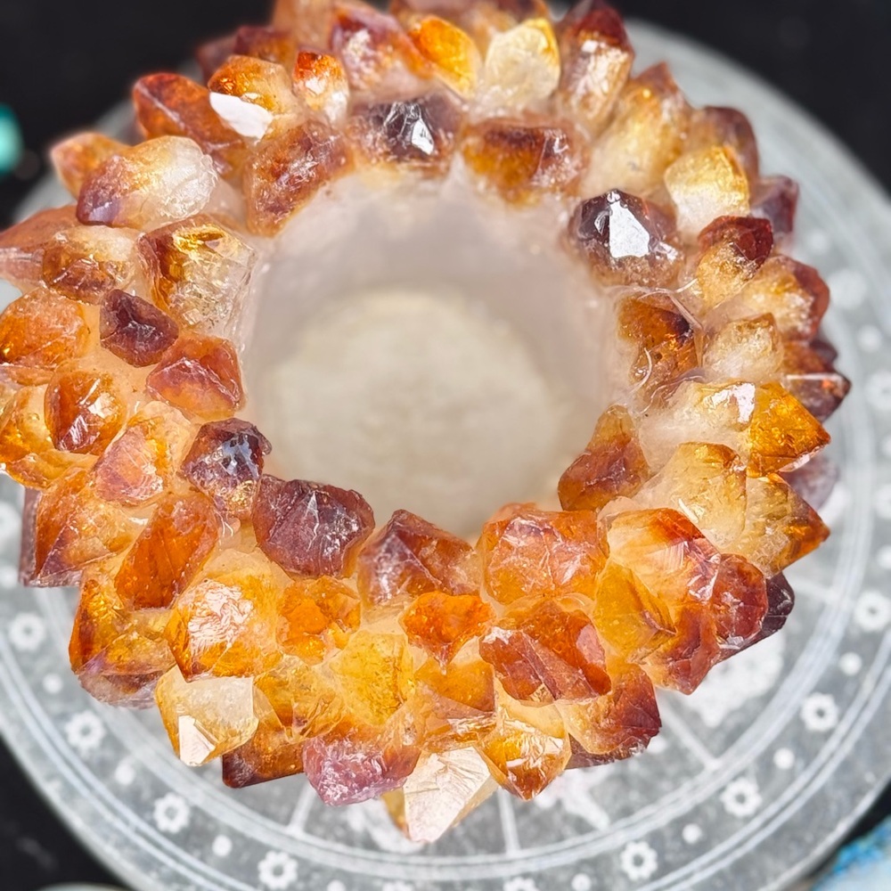 Natural Citrine Point Crystal Candle or Sphere Holder Brazil Statement Display - Picture 16 of 16